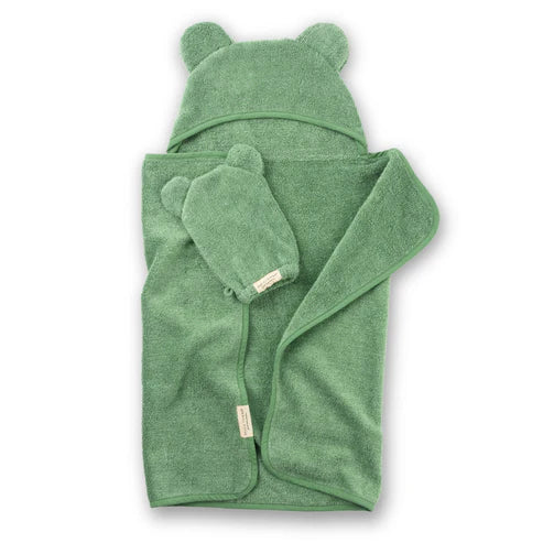 Hooded Towel + Mit Set | Sea Foam