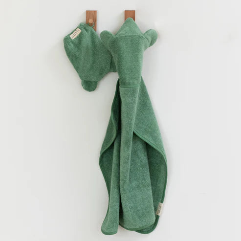 Hooded Towel + Mit Set | Sea Foam