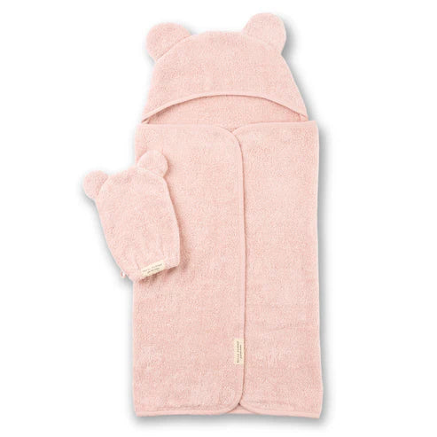 Hooded Towel + Mit Set | Blush