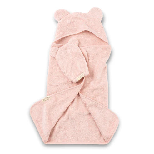 Hooded Towel + Mit Set | Blush