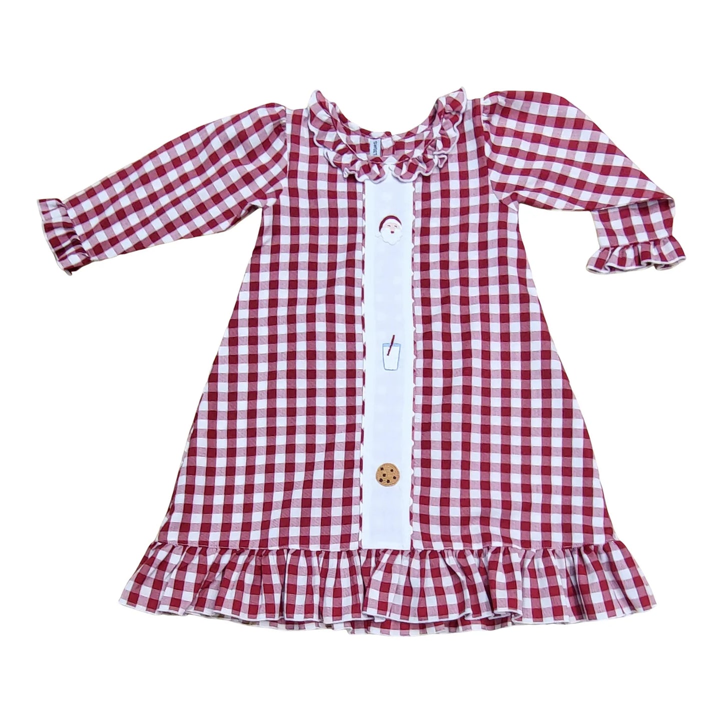 Red Gingham Gown | Santa/Milk/Cookies