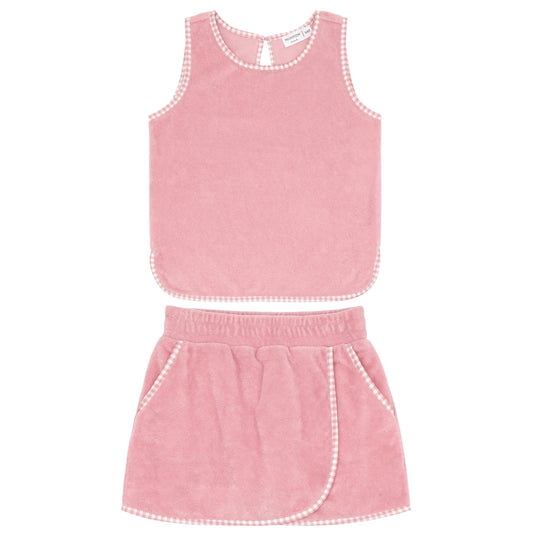 French Terry Wrap Skort Set | Pink