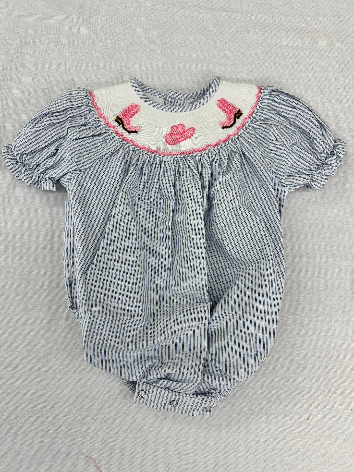 Cowgirl Boots & Hat Smocked Bubble