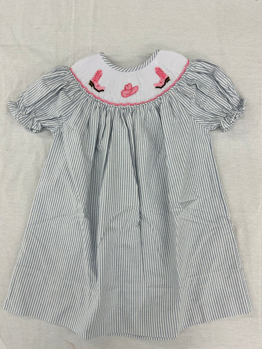 Cowgirl Boots & Hat Smocked Dress