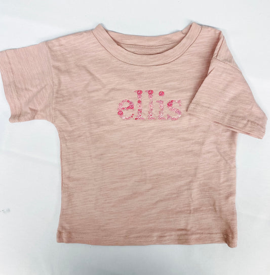 Embroidered Short Sleeve Set | Isla | Pink