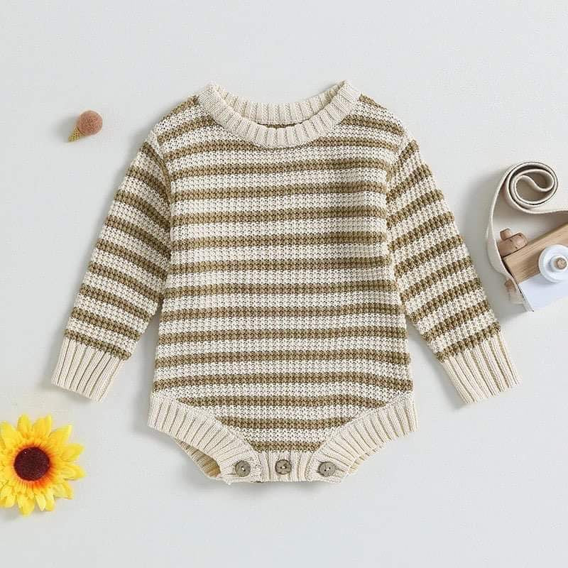 Striped Knit Onesie Sweater | Brown Stripe