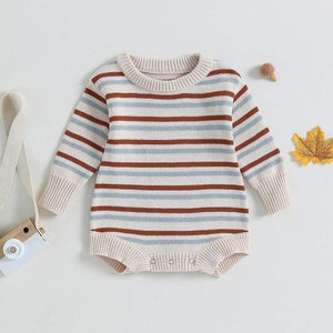 Striped Knit Onesie Sweater | Blue Stripe