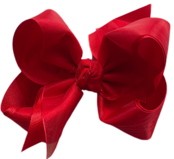 Bow with Medium Clip | Red Layered Organza