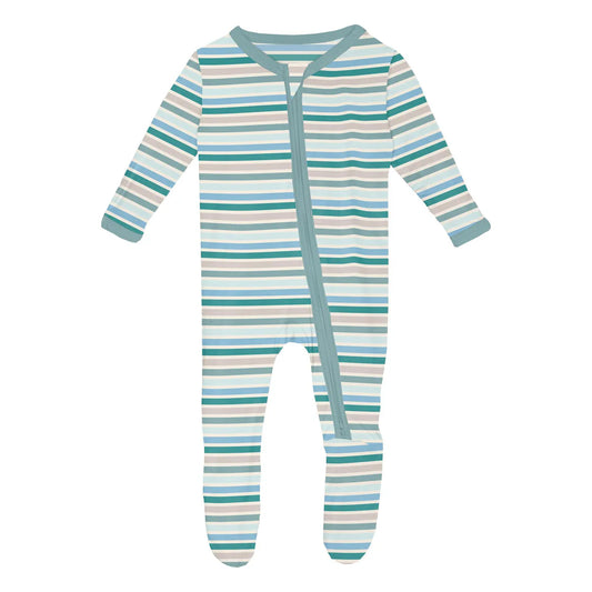 2 Way Zipper Footie | Lakeside Stripe