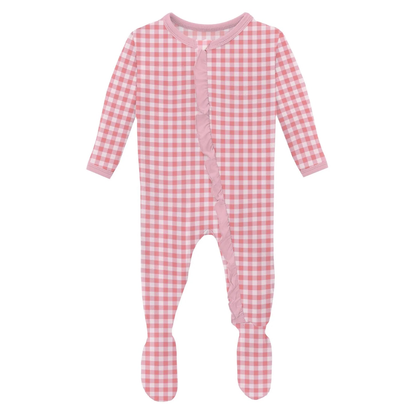 Ruffle 2 Way Zipper Footie | Cake Pop Gingham