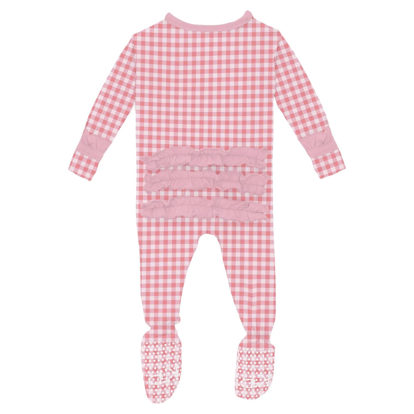 Ruffle 2 Way Zipper Footie | Cake Pop Gingham