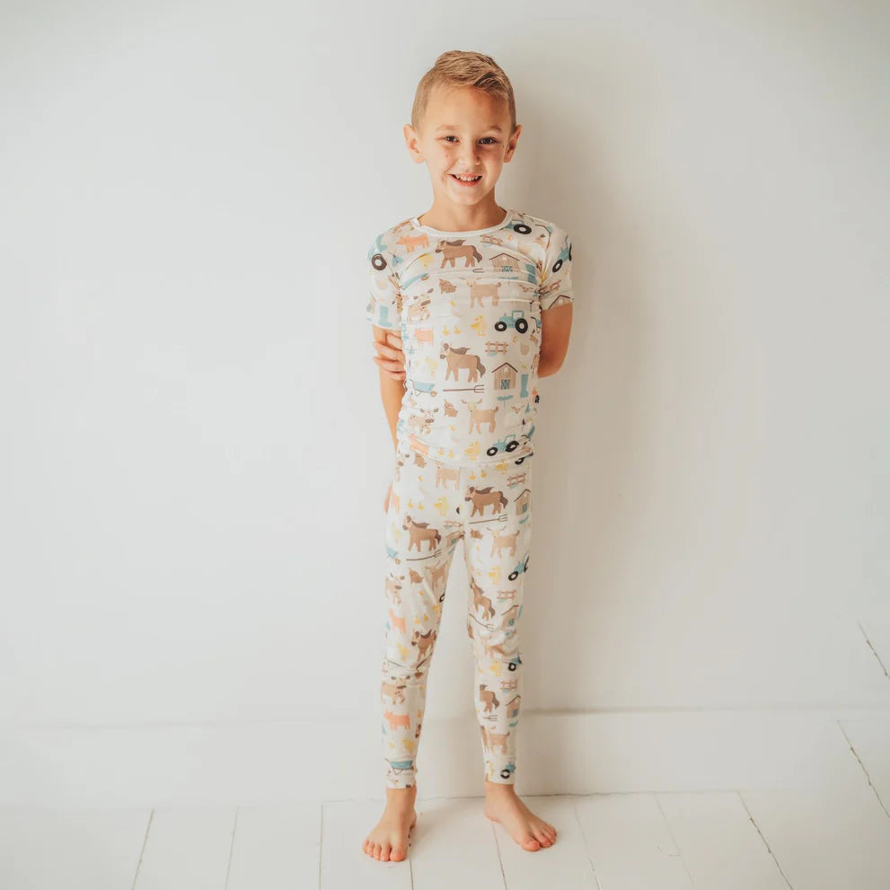 Short Sleeve Pajama Set | Latte Morning on the Farm