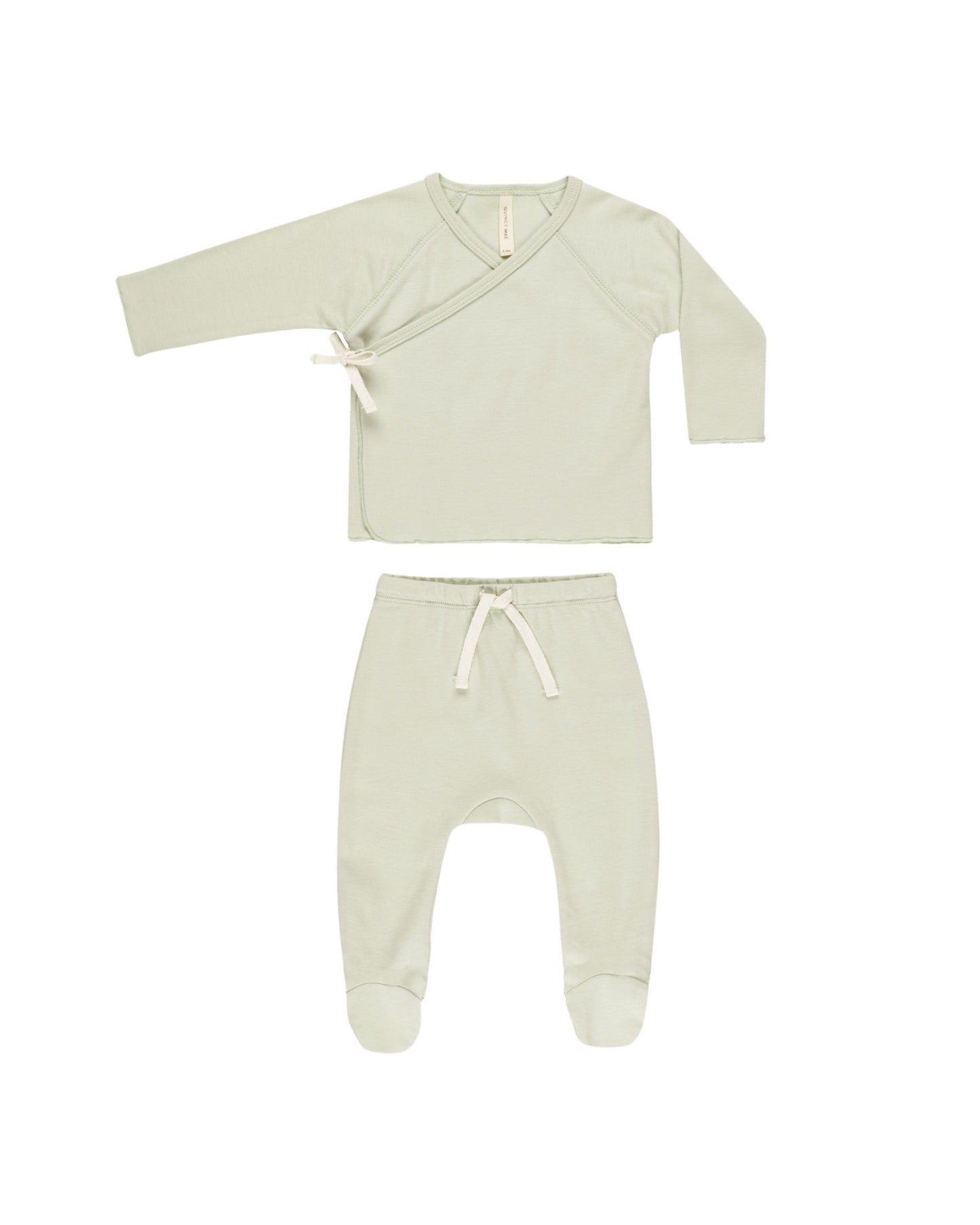 Wrap Top + Footed Pant Set | Mint