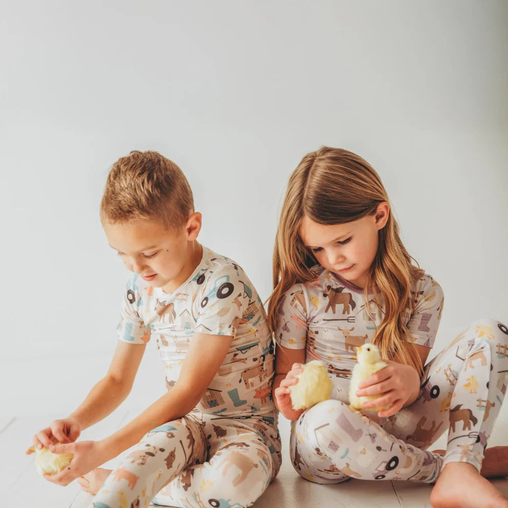 Short Sleeve Pajama Set | Latte Morning on the Farm