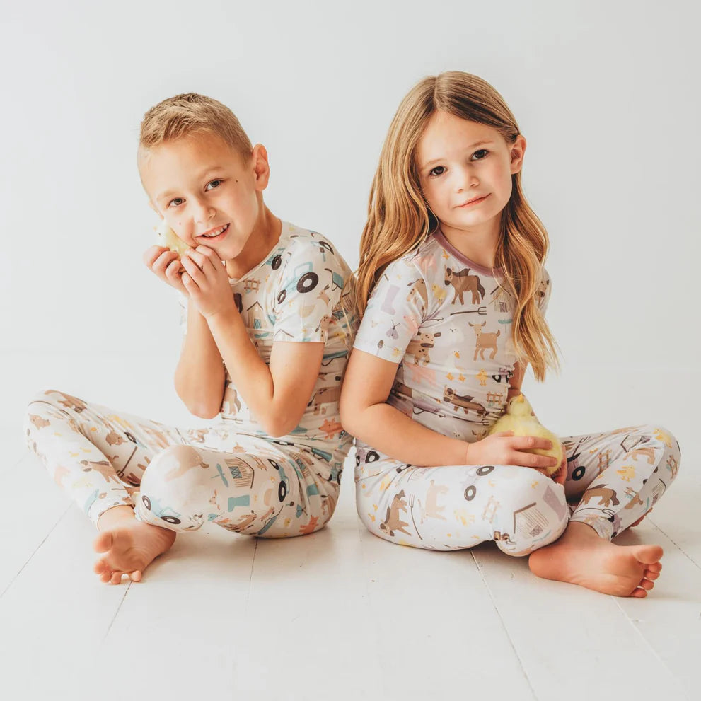 Short Sleeve Pajama Set | Latte Morning on the Farm