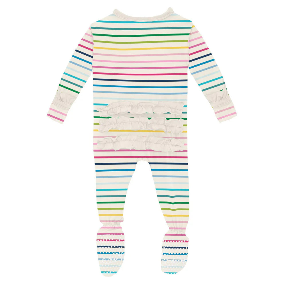 Ruffle 2 Way Zipper Footie | Happy Stripe