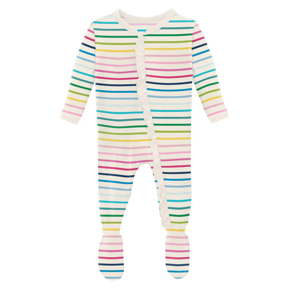 Ruffle 2 Way Zipper Footie | Happy Stripe