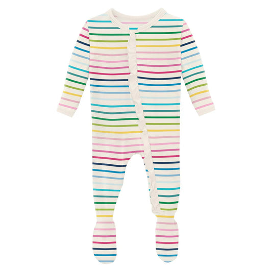 Ruffle 2 Way Zipper Footie | Happy Stripe