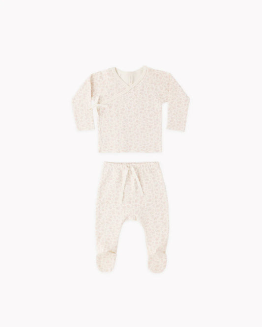 Wrap Top + Footed Pant Set Ditsy