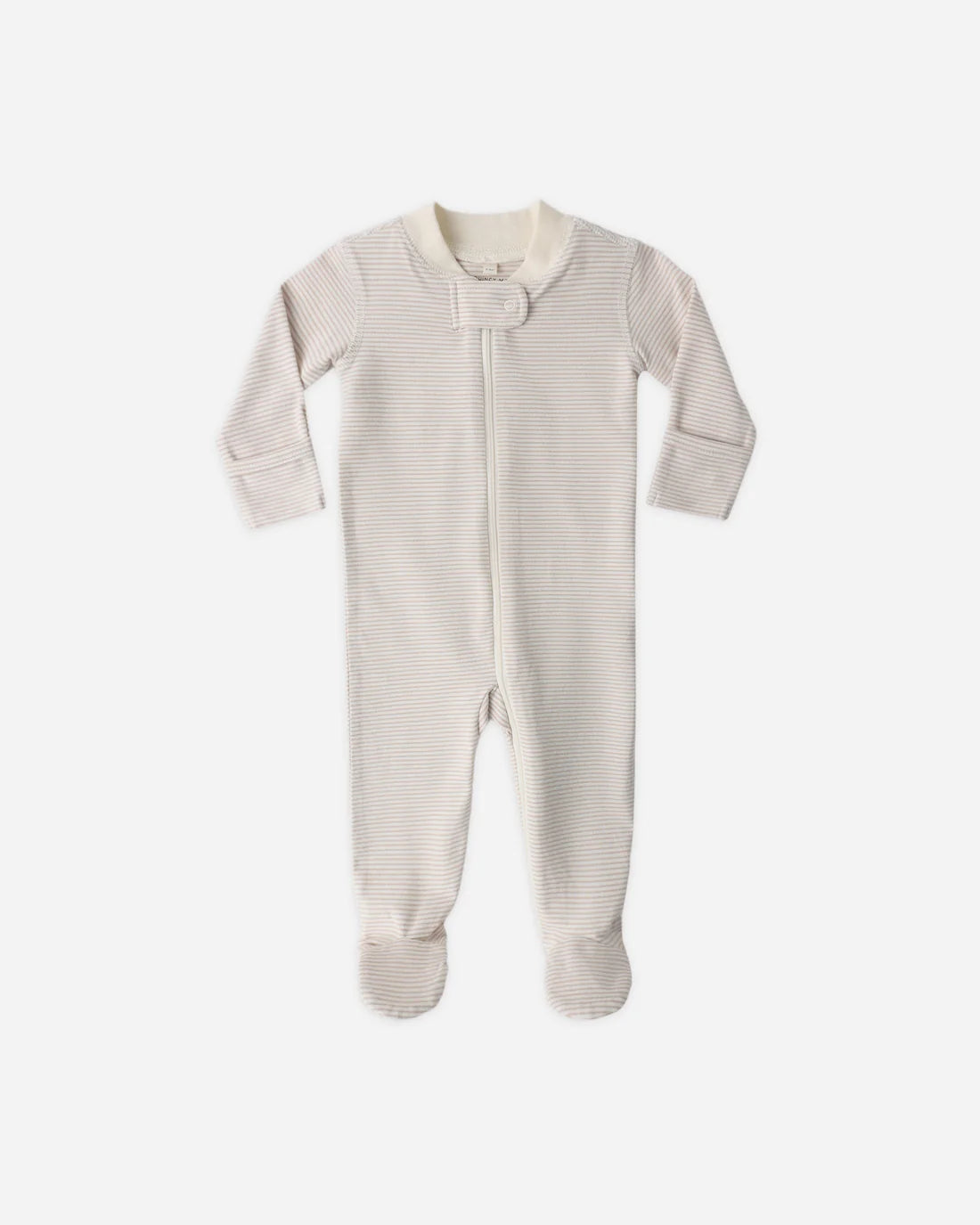 Zip Longsleeve Sleeper Footie Oat Microstripe