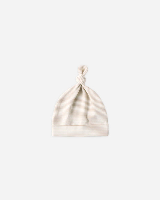 Knotted Baby Hat Oat Micro Stripe