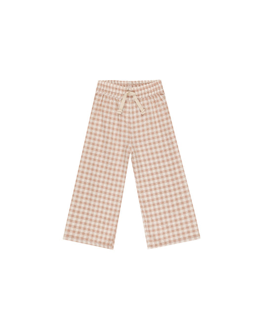 Wide Leg Pant | Pink Gingham