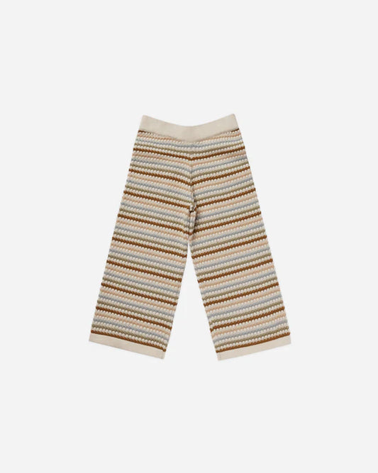 Knit Wide Leg Pant | Blue Honeycomb Stripe