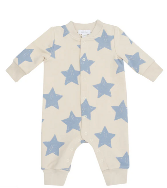 French Terry Romper | Blue Stars