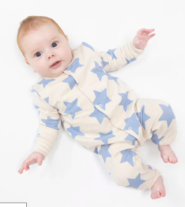 French Terry Romper | Blue Stars