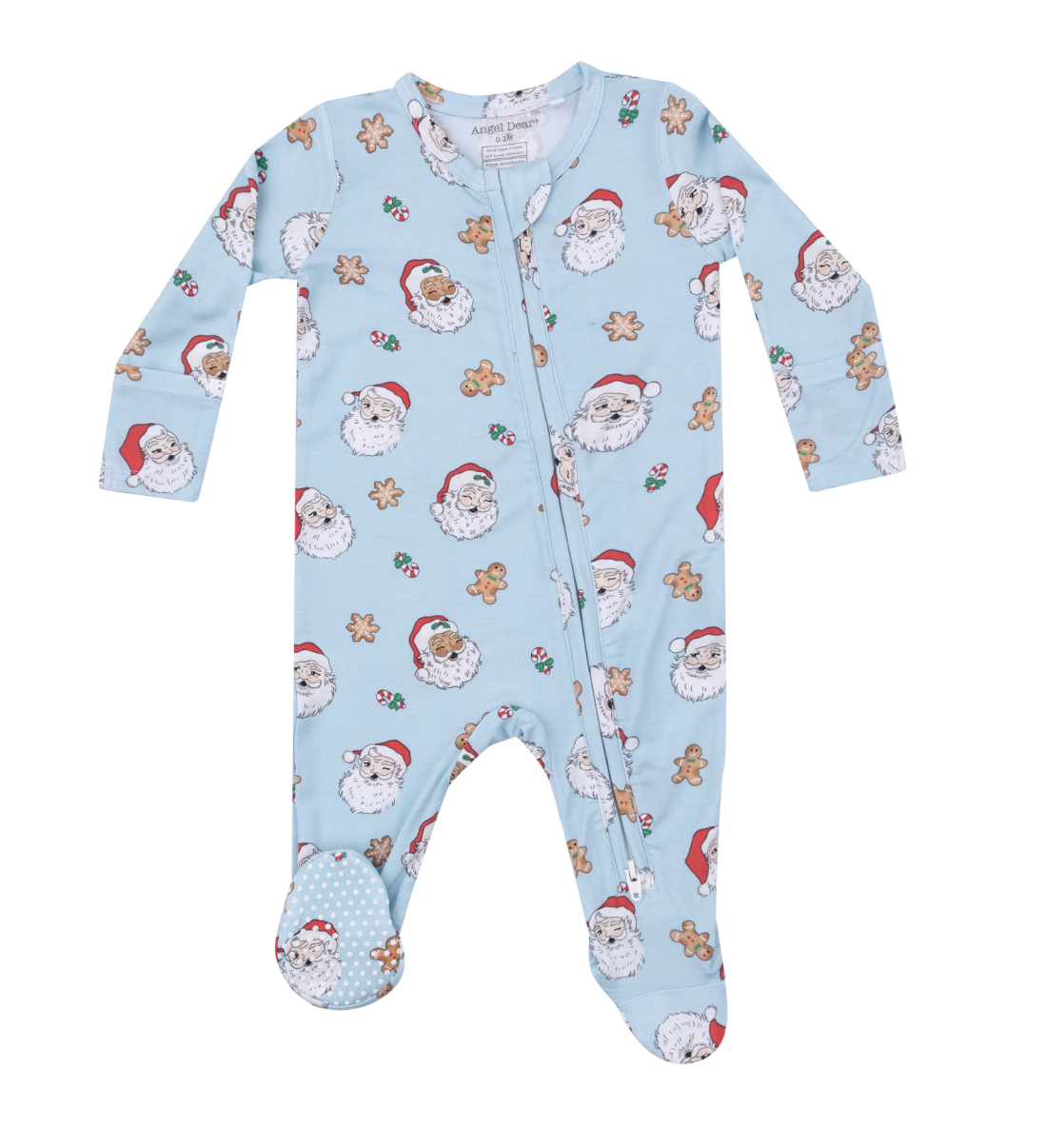 2 Way Zipper Footie | Vintage Santas Blue