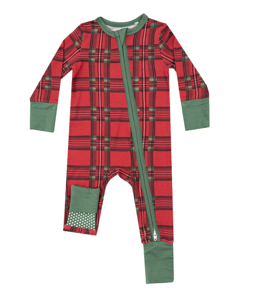 2 Way Zipper Romper | Holiday Plaid