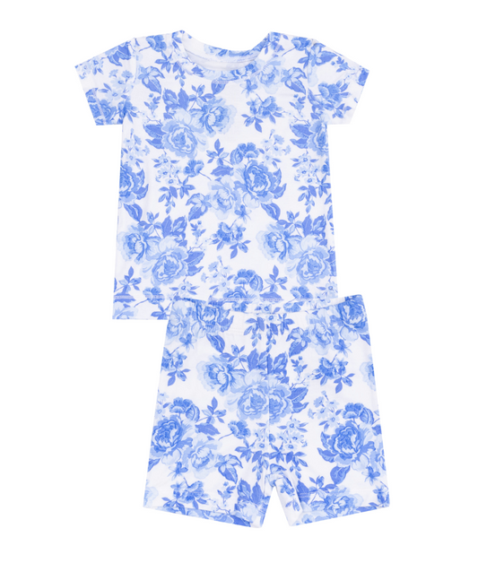 Short Loungewear Set | Blue Roses