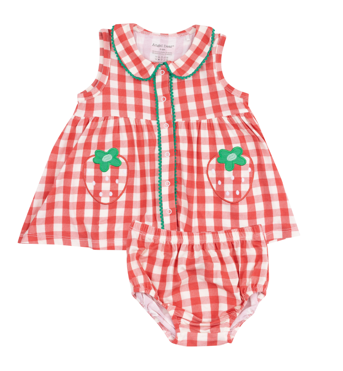 Peter Pan Button Front Dress | Strawberry Gingham