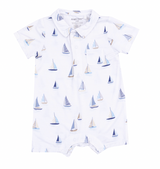 Polo Shortie | Blue Sailboats