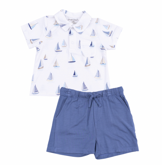 Sailboats Blue Polo Shirt & Short