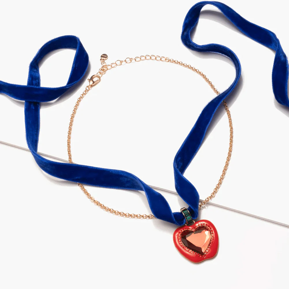 Disney's Snow White Apple Heart Mirror Necklace