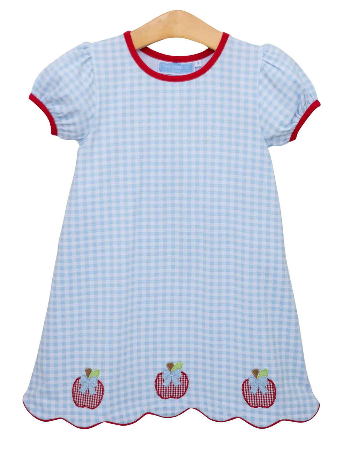Apple Trio Dress | Blue Gingham