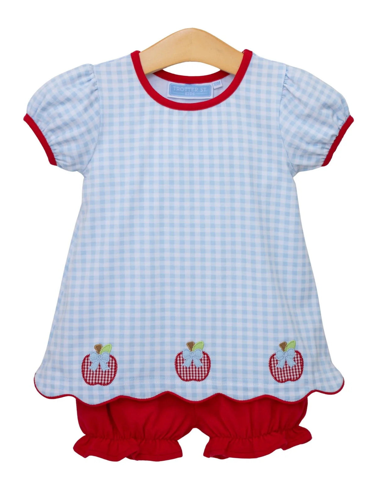 Apple Trio Bloomer Set | Blue Gingham