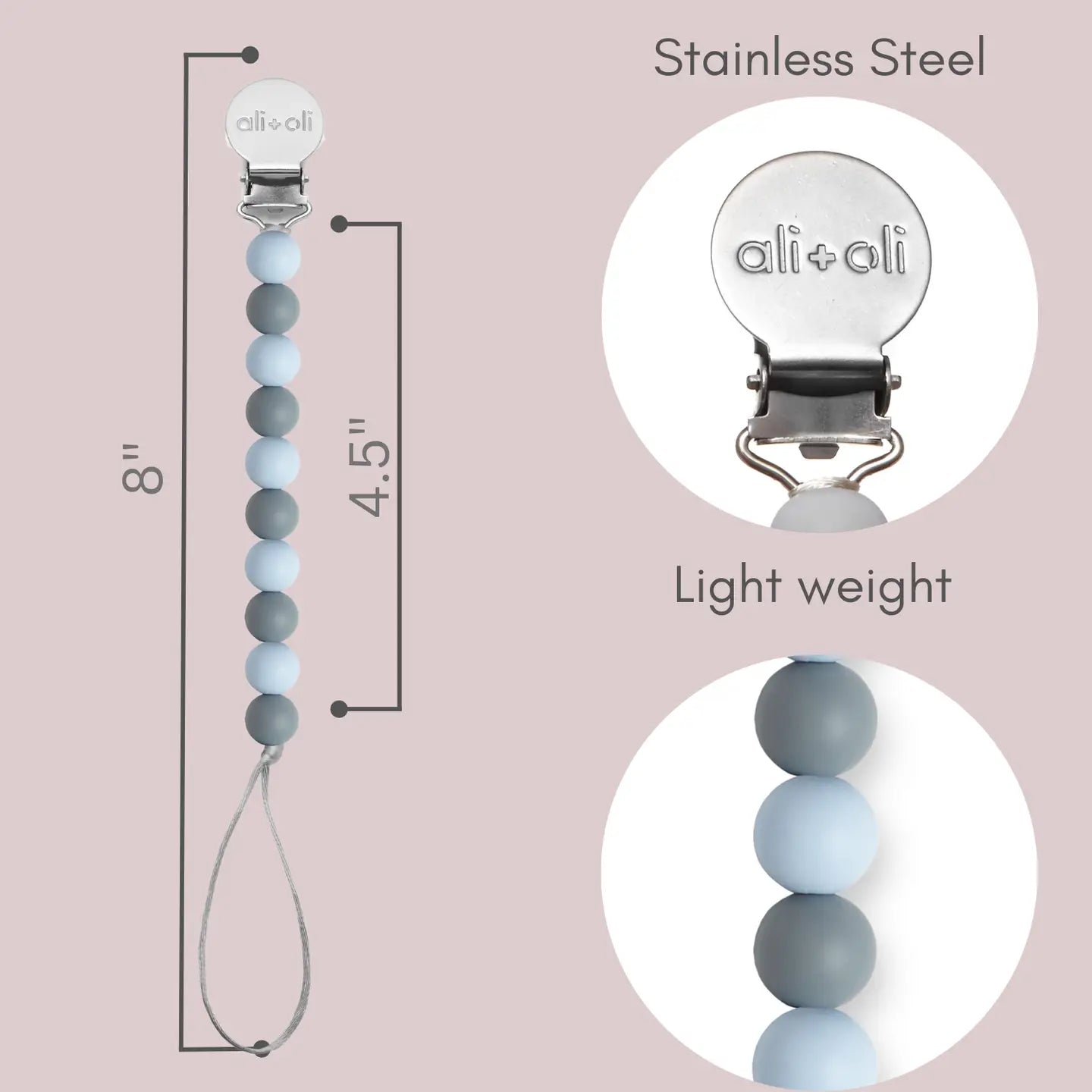 Silicone Pacifier Clip | Iron