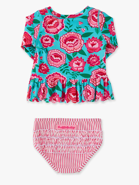 Rash Guard 2-Piece Swimsuit with Signature Rear Ruffles