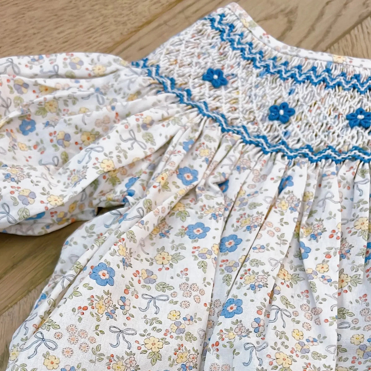 Ashley Blue Bow Floral | Smocked Dress
