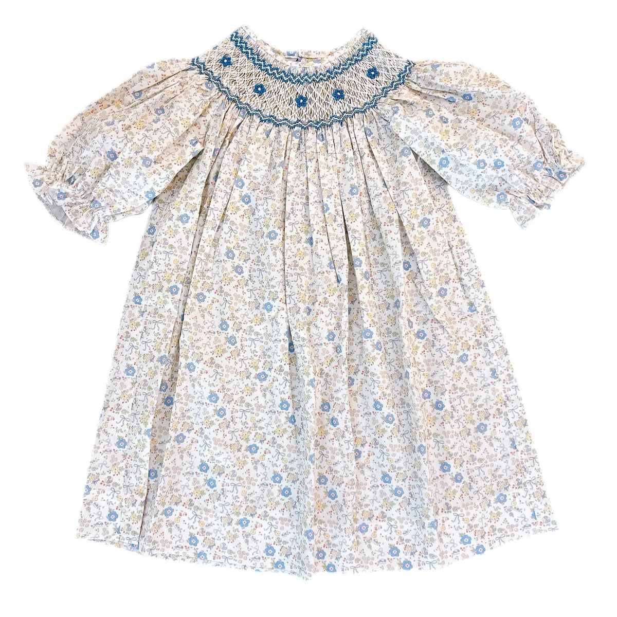 Ashley Blue Bow Floral | Smocked Dress