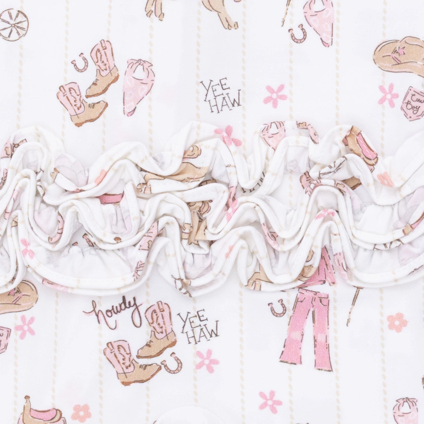 Cowgirl Nursery - 2 Way Ruffle Front Zipper Footie