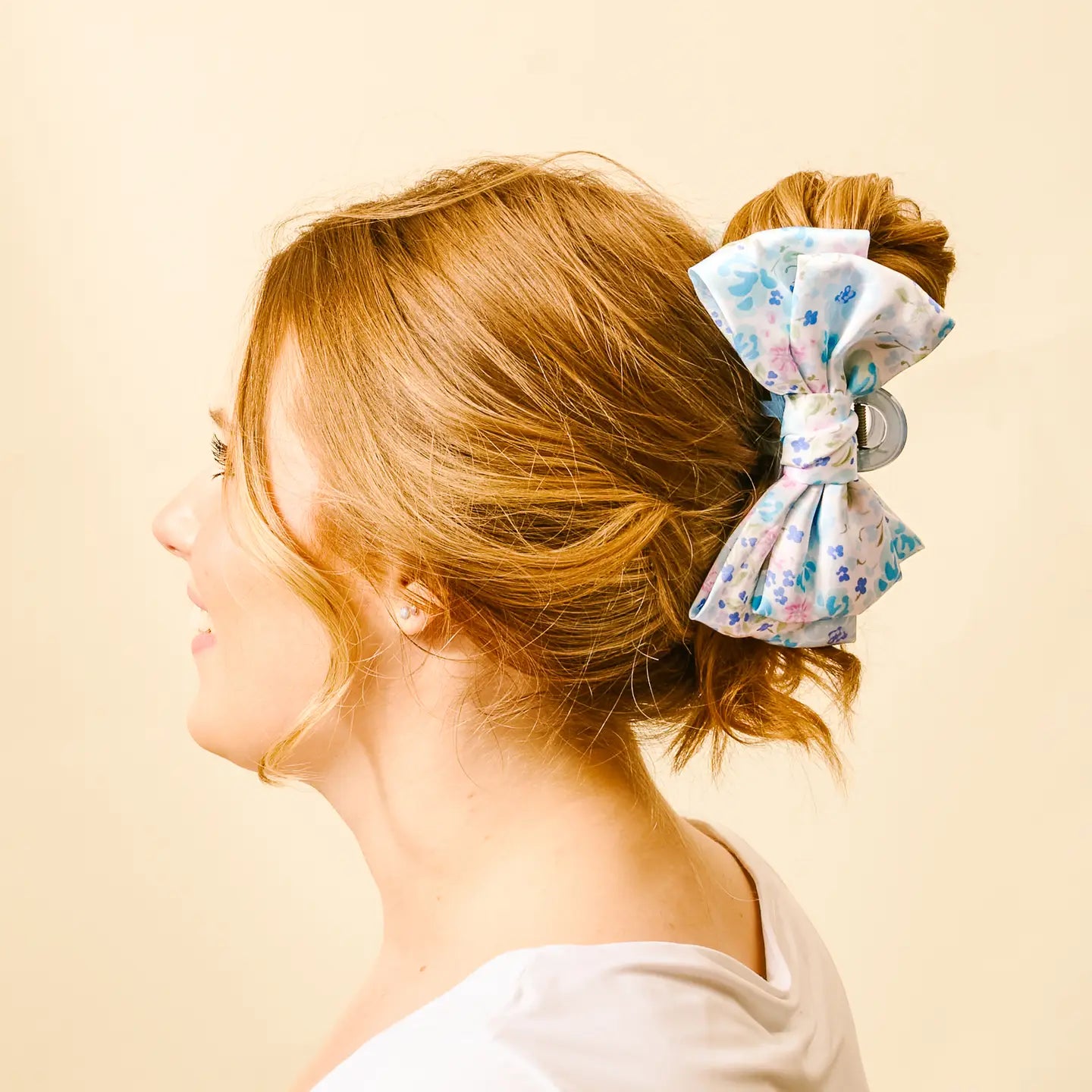 Satin Bow Claw Clip | Secret Garden Blue