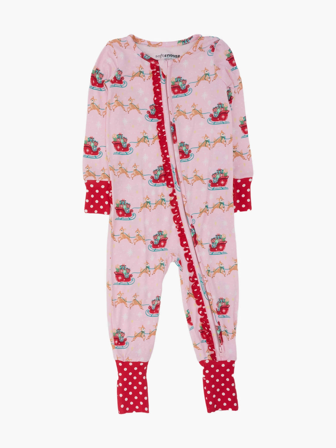 Sleigh Ride Pink | Reindeer Convertible Footie