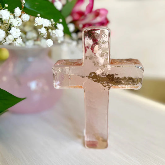 Glass Cross | Baby Gift Pink