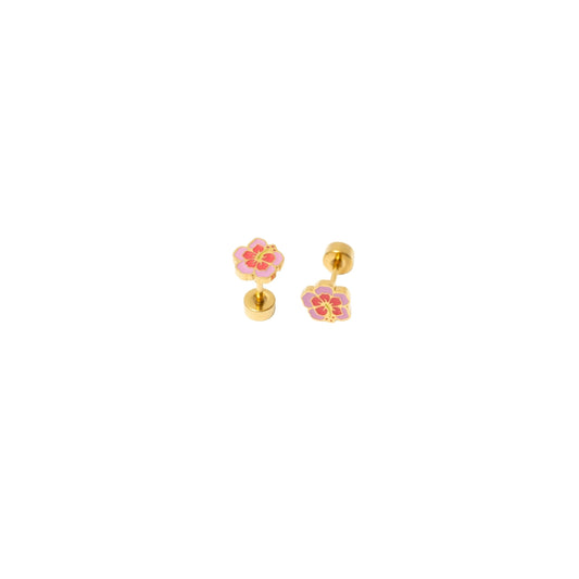 Hibiscus Stud Earrings -Hypoallergenic