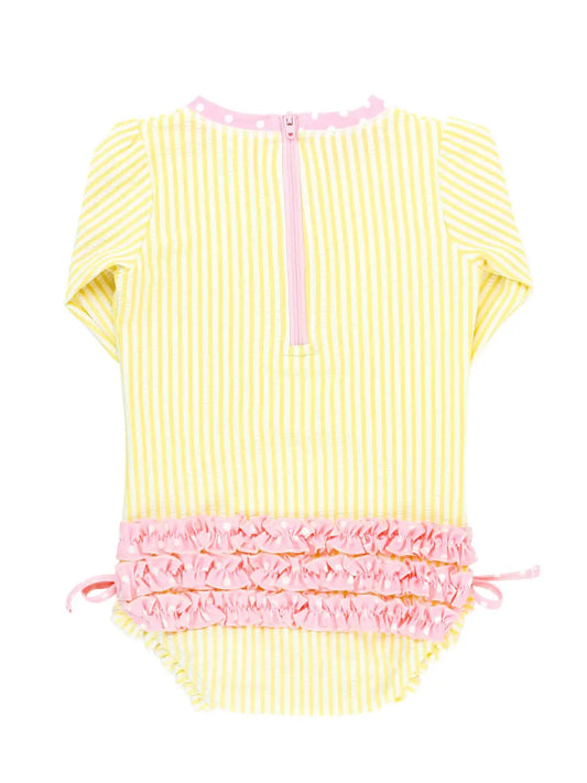 One Piece Rash Guard Swimsuit Ruffles