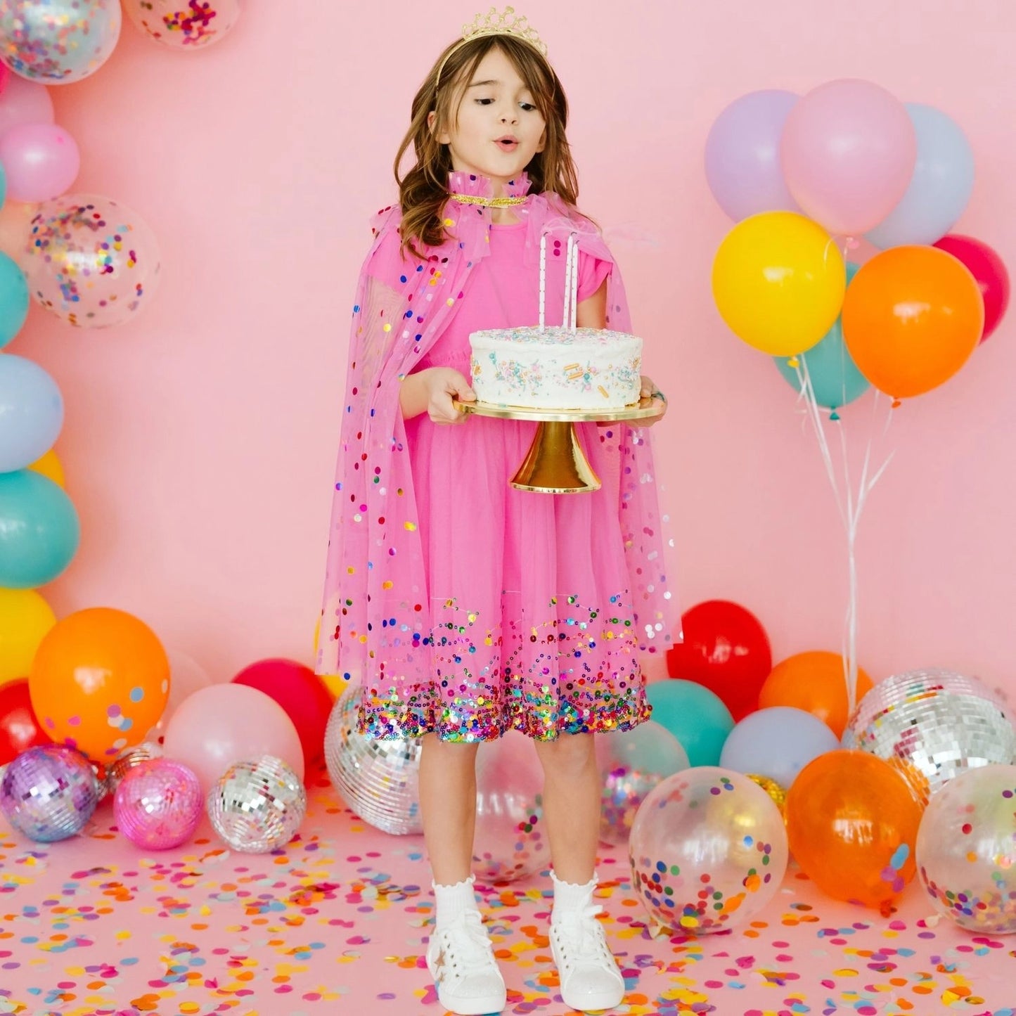 Raspberry Confetti Cape - Kids Dress Up Cape