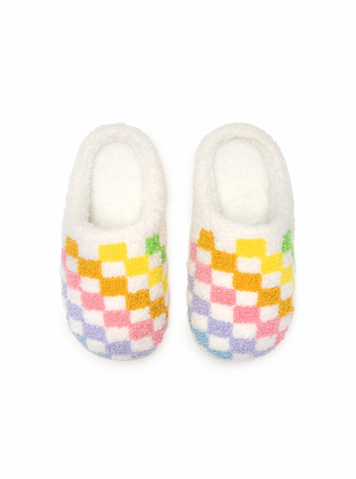 Kids Slippers | Rainbow Checkered